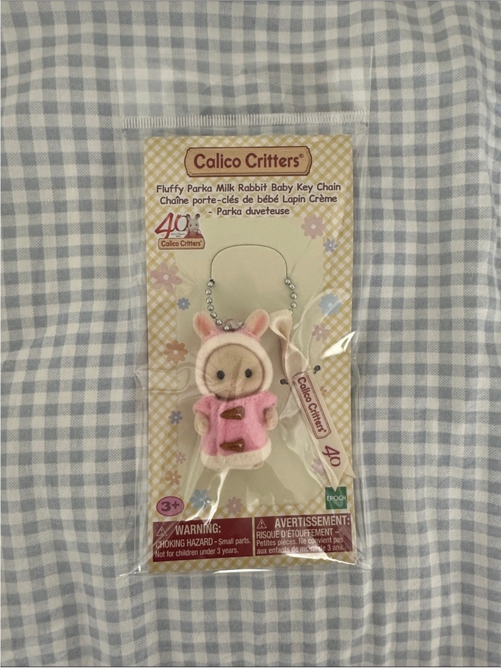 NWT Calico Critters Fluffy Parka Milk Rabbit Baby Key Chain